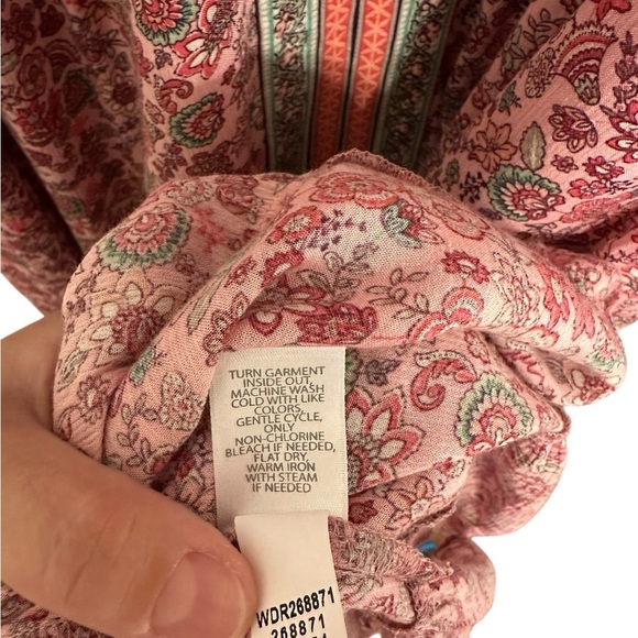 J.Jill Pink Green Floral V-neck Flounced Hem Sleeveless Maxi Dress - Picture 13 of 14